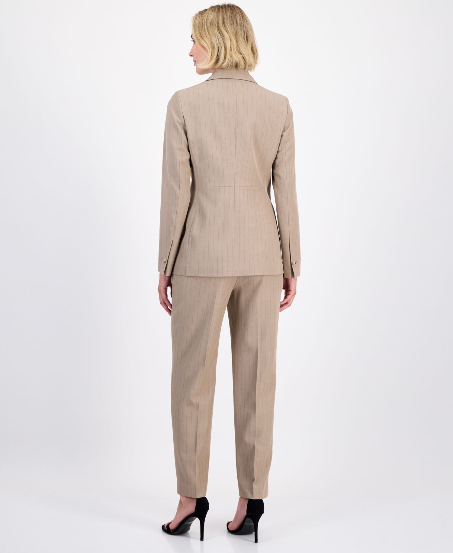 Women's Pinstriped Straight-Leg Ankle Pants