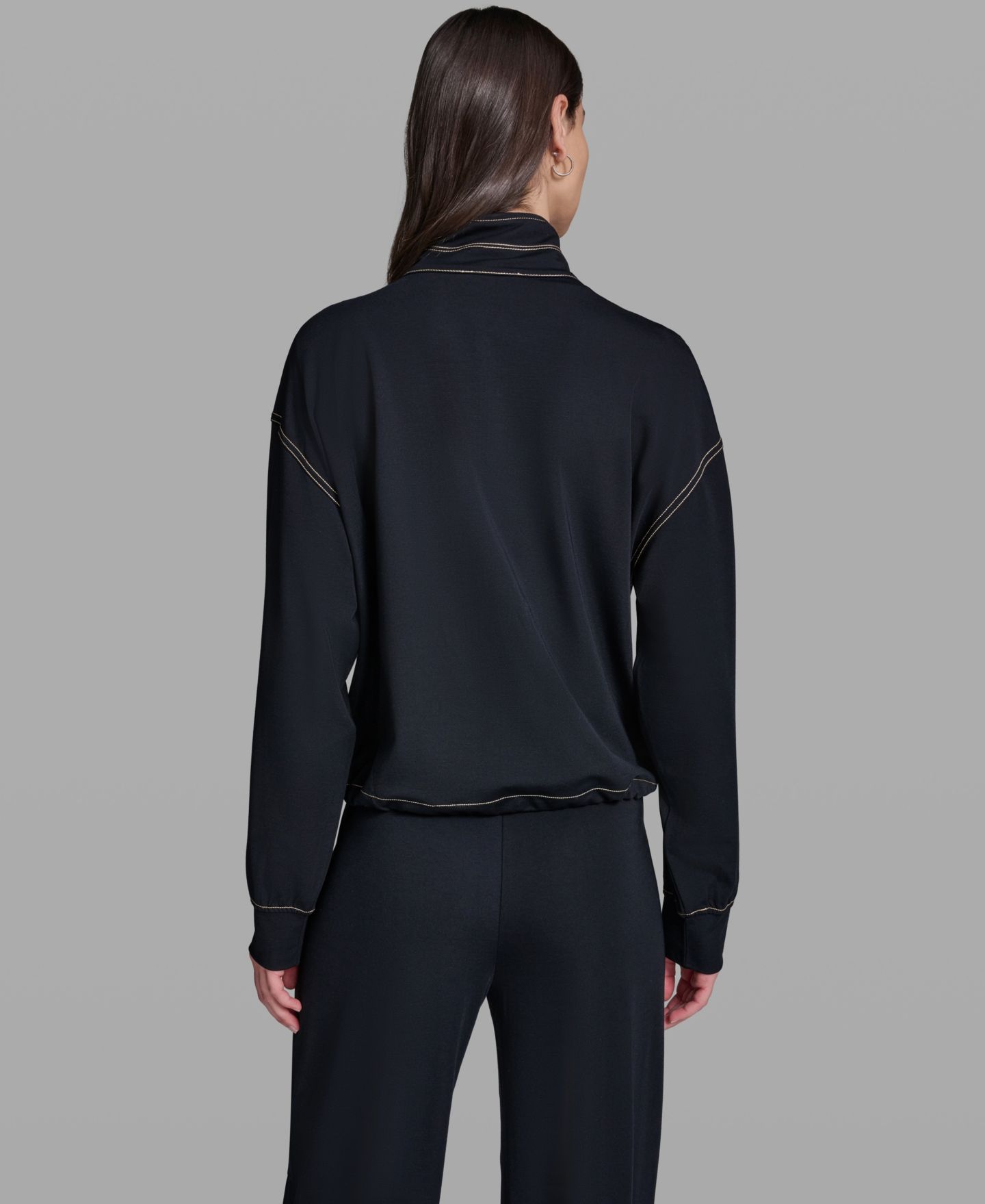 Женская куртка KARL LAGERFELD PARIS Jersey Bomber, цвет: Тёмно-синий — фото 5