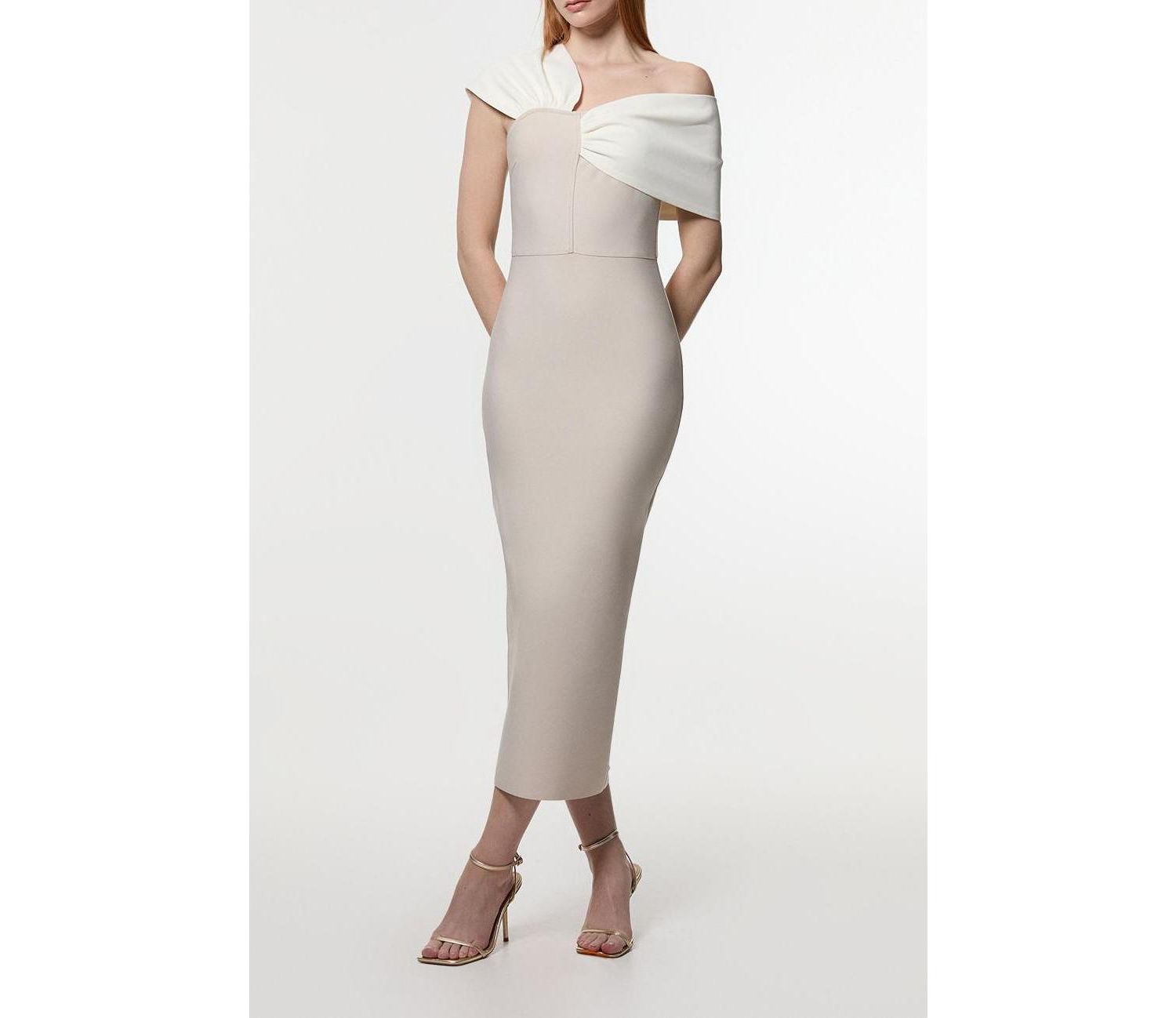 Women's Asymmetric Neckline Midi Dress