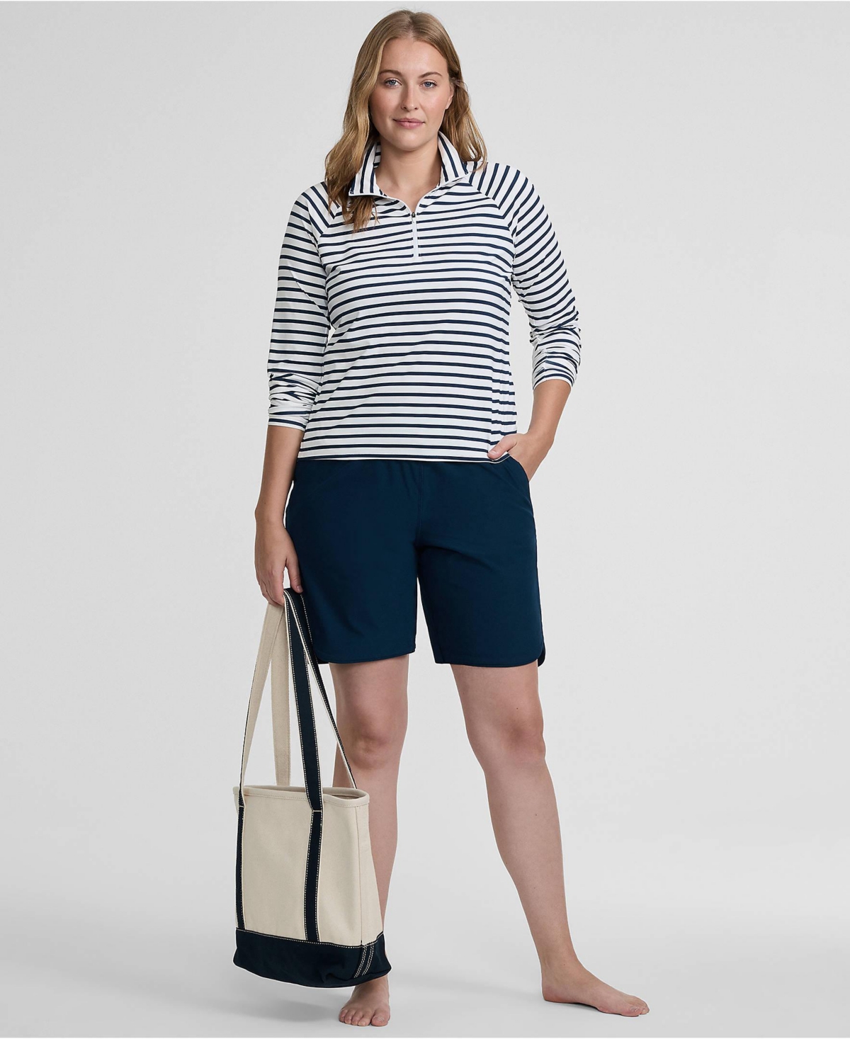 Lands' End Plus SunShade Upf 50 Quarter Zip Rash Guard