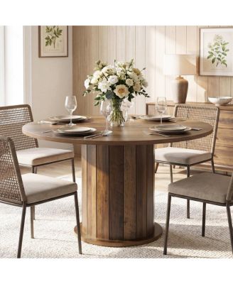 47" Round Dining Table with Sturdy Base For 4-6 People