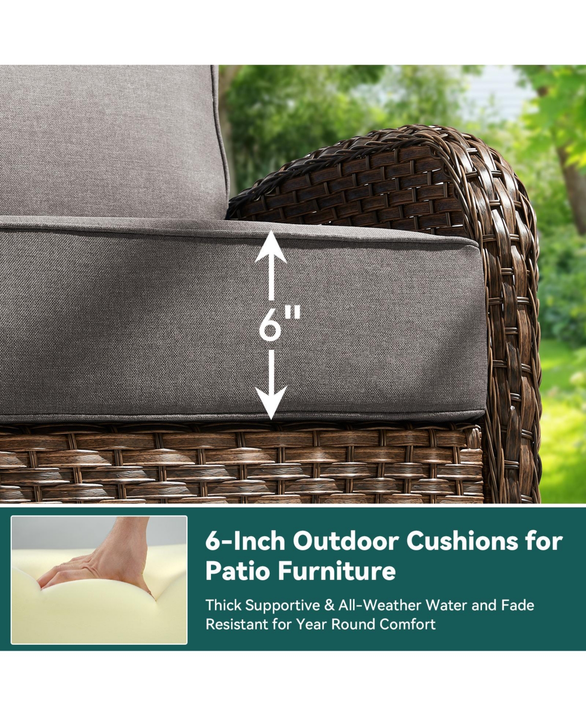Pocassy 10 Pieces Patio Furniture Set, Outdoor Wicker Sofa Couch with Rocking Swivel Chairs Fire Pit Table, Modern Deep Seat Rattan Conversation Sets
