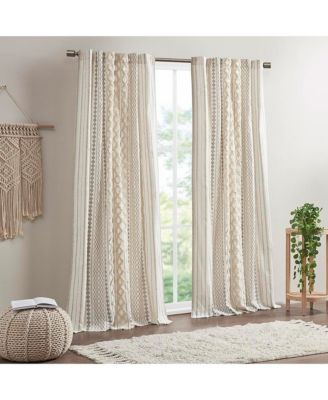 Cotton Printed Curtain Panel with Chenille Stripe and Lining