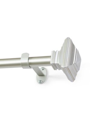 Florence 1-Inch Adjustable Decorative Single Curtain Rod with Stacked Square Finials
