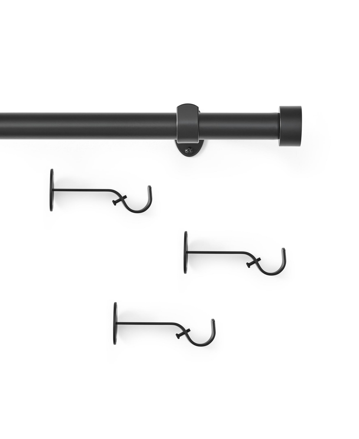 Threadmade Home Serena 1-Inch Adjustable Decorative Single Curtain Rod with End Cap Finials