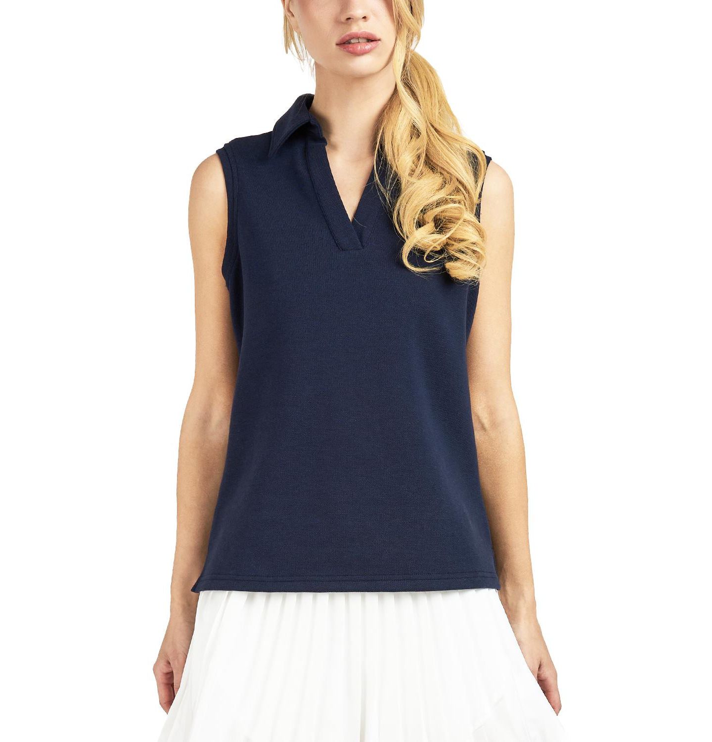 Женское поло ELLE Collection Sleeveless Polo, цвет: Тёмно-синий — фото 1