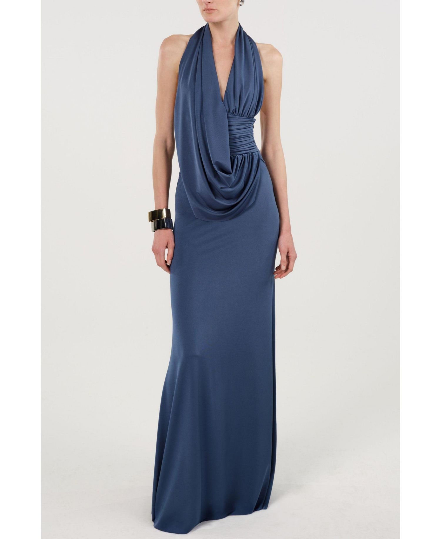 Women's Draped Halter Neck Maxi Dress