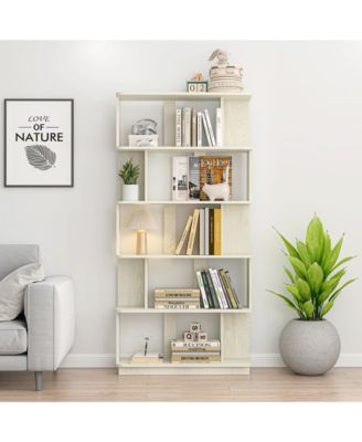 64.56 Inch 5-Tier Open MDF Bookshelf Free Combination Anti-Tip Design Household Display Shelf