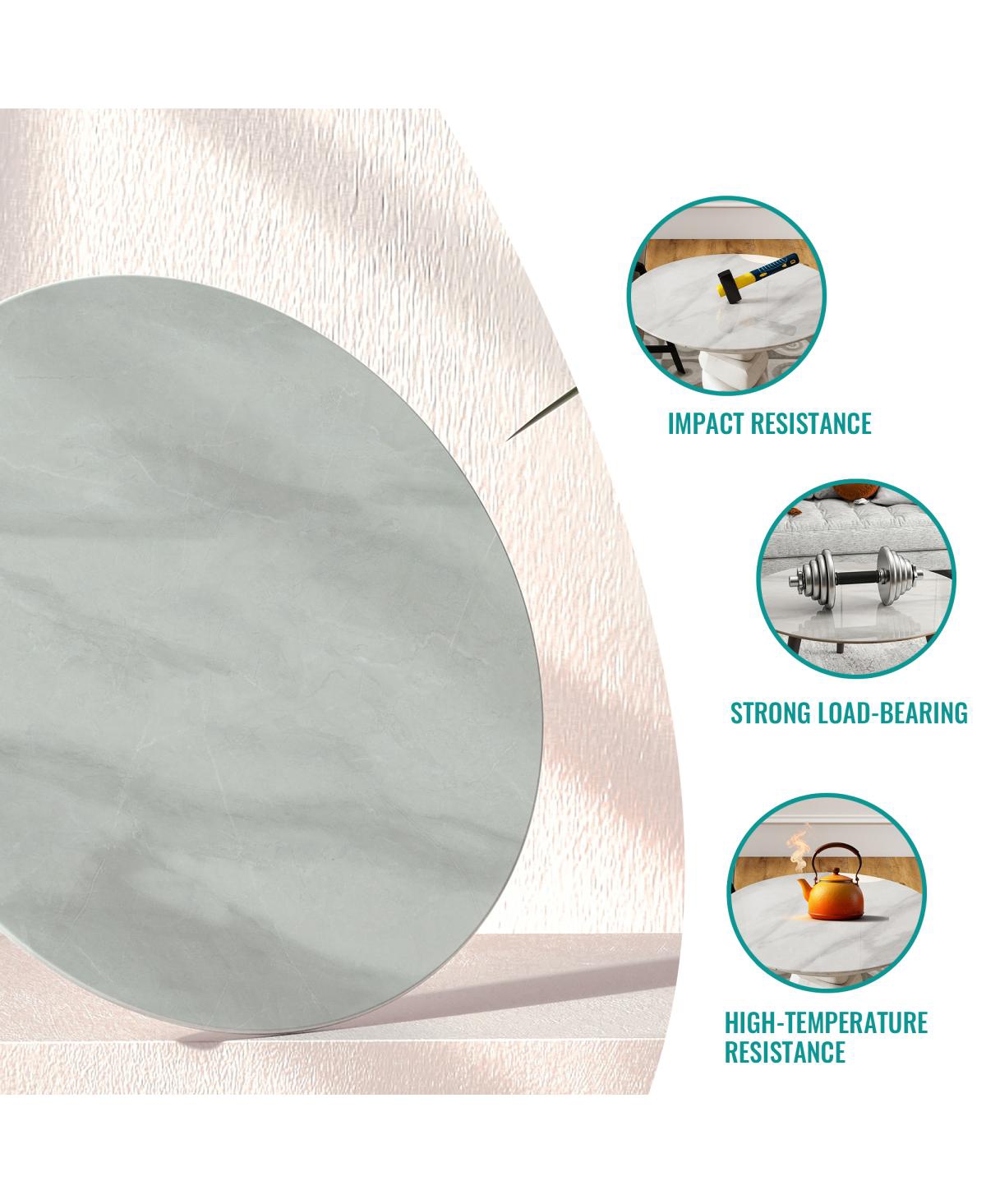 Streamdale Furniture 36'' Round Marble Design Tempered Glass Tabletop