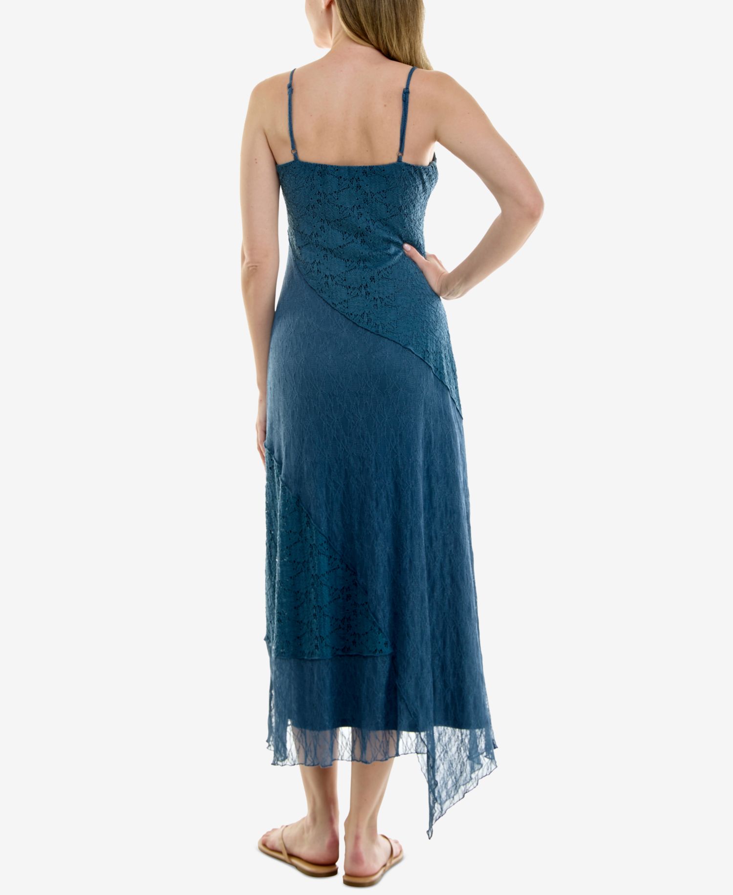 Juniors' Sleeveless V-Neck Lace Midi Dress