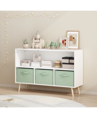Kids Bookcase with Fabric Drawers and Toy Storage Organizer
