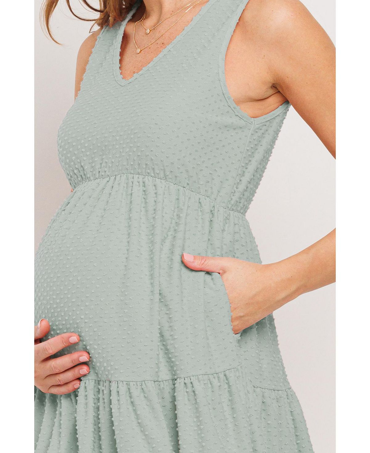 Hello Miz Women's Swiss Dot Sleeveless Tiered Dress with Pockets view 5 — MAYCSS fashion products