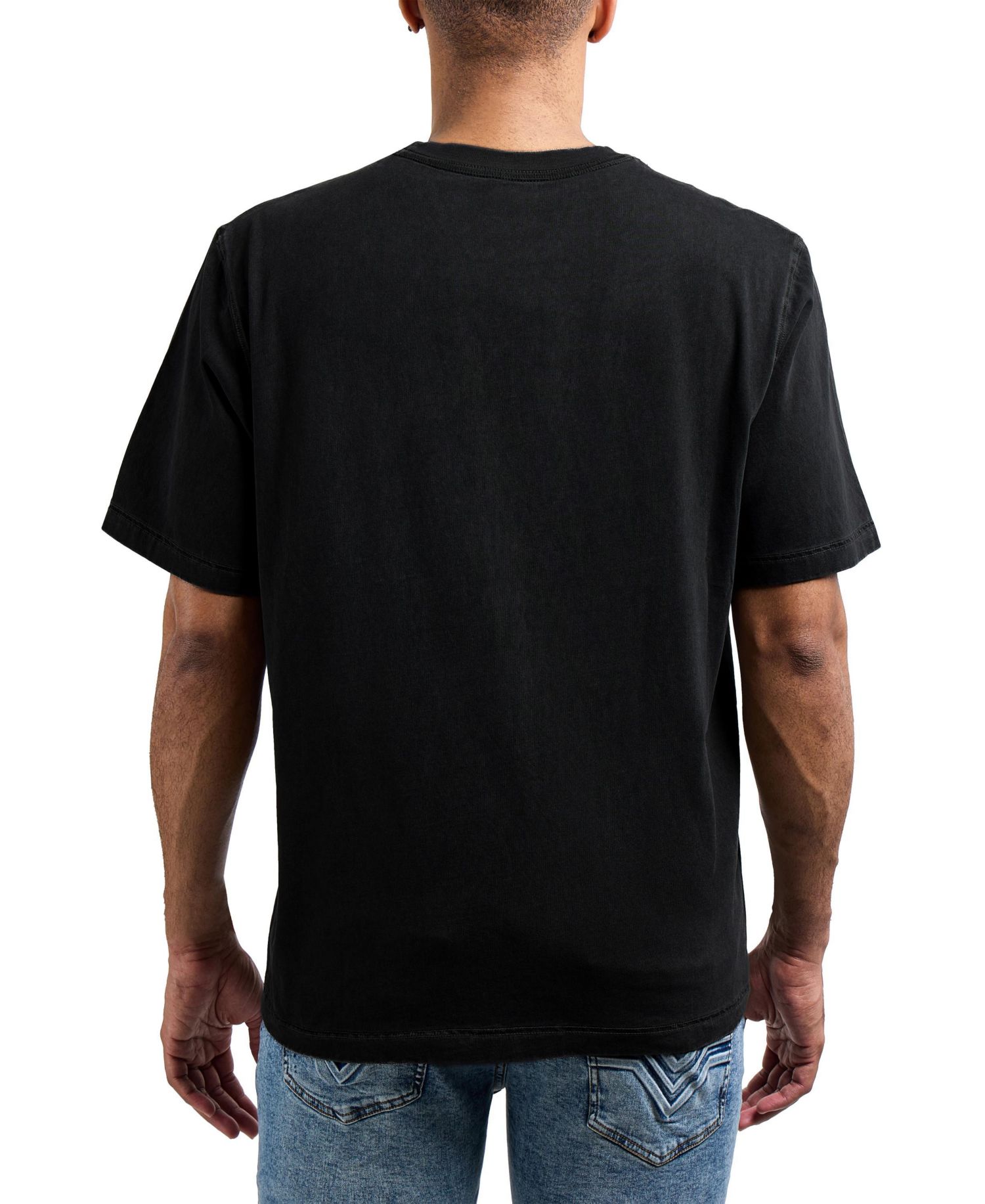 Men's Vintage Distressed Boxy Oversized Heavyweight Acid Wash Cotton Crew T-Shirt