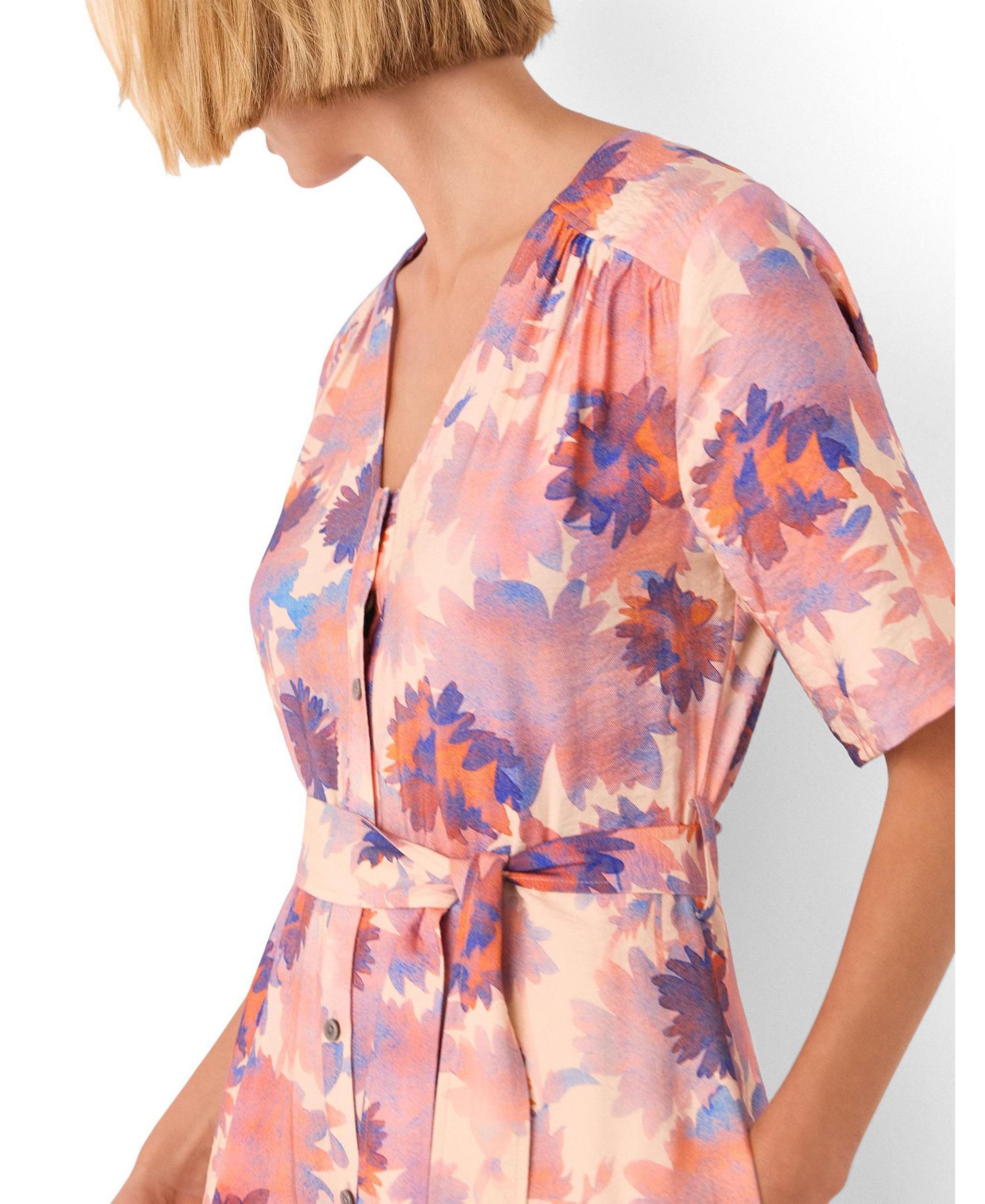 Women's Floral Button Front Cropped Jumpsuit