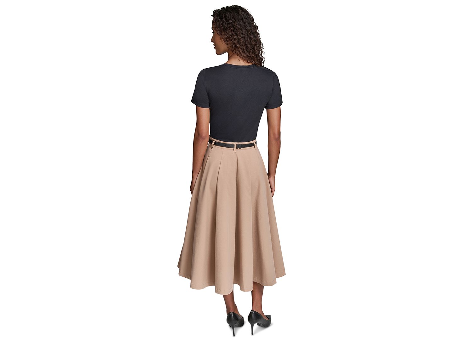 Women's Belted Jersey Midi Dress