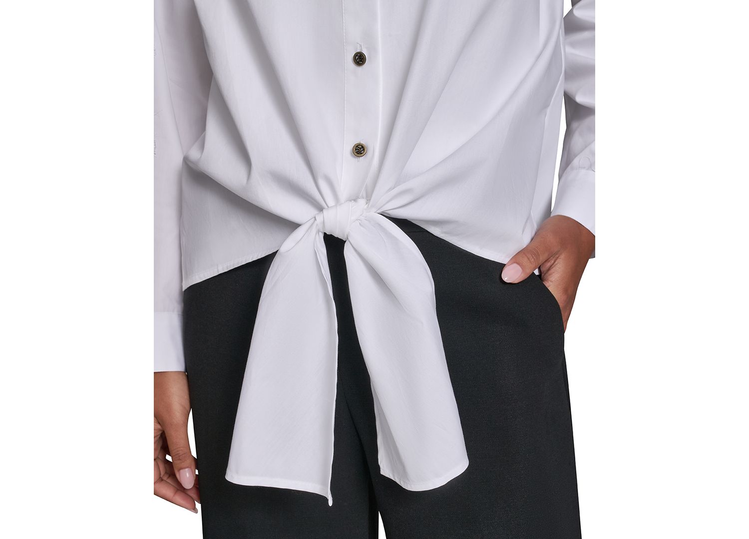 Women's Cotton Poplin Button-Front Blouse