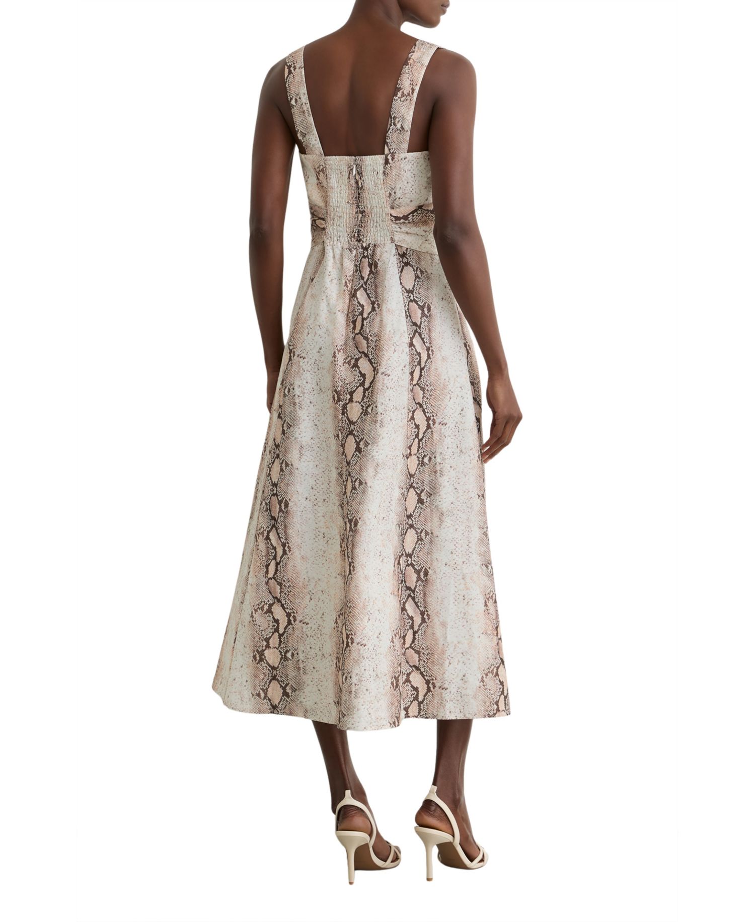 Women's Linen-Blend Snake-Print Midi Dress