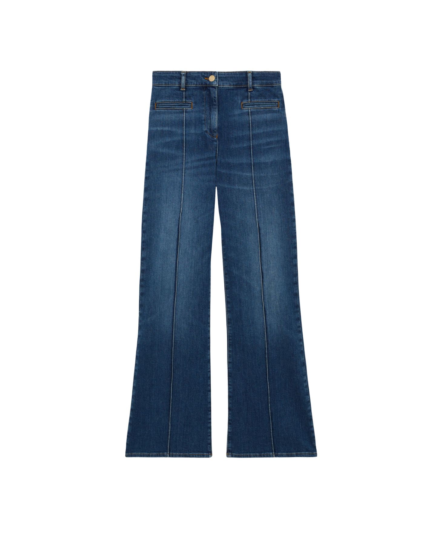 Женские джинсы REISS Pintuck-Detail Flared, цвет: Синий — фото 5