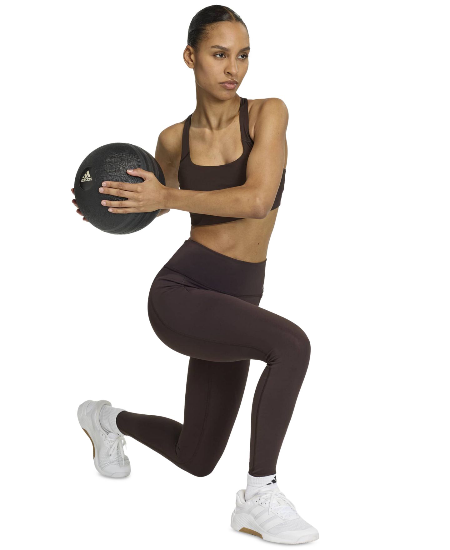 Бра Workout, с поддержкой, квадратный вырез — adidas, цвет: Кофейный — фото 5