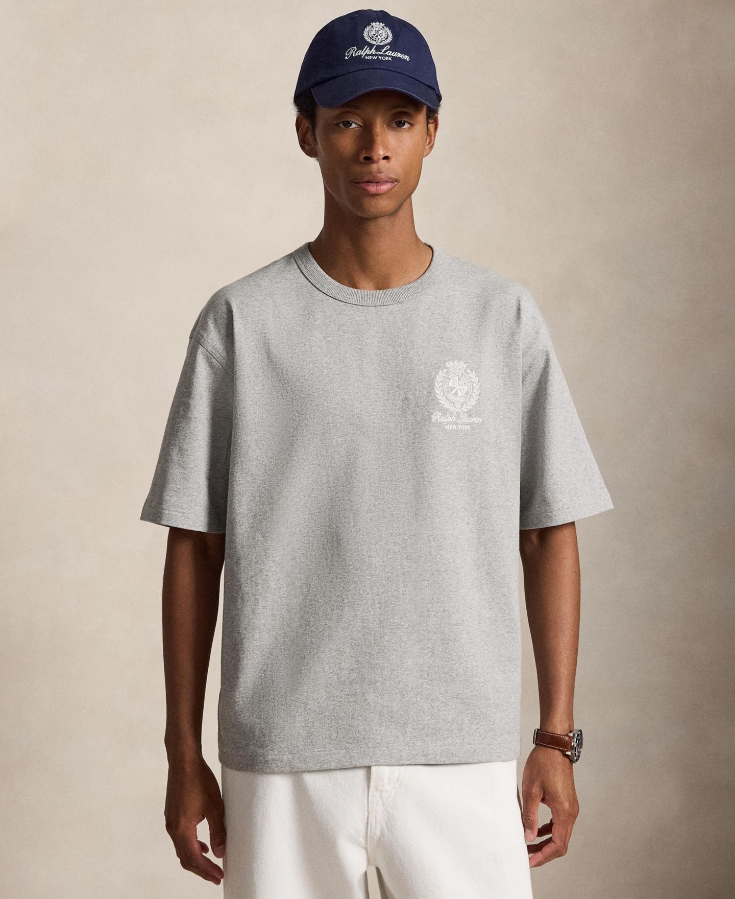 Мужская футболка Polo Ralph Lauren Jersey Graphic Relaxed-Fit, цвет: Меланжевый — фото 3