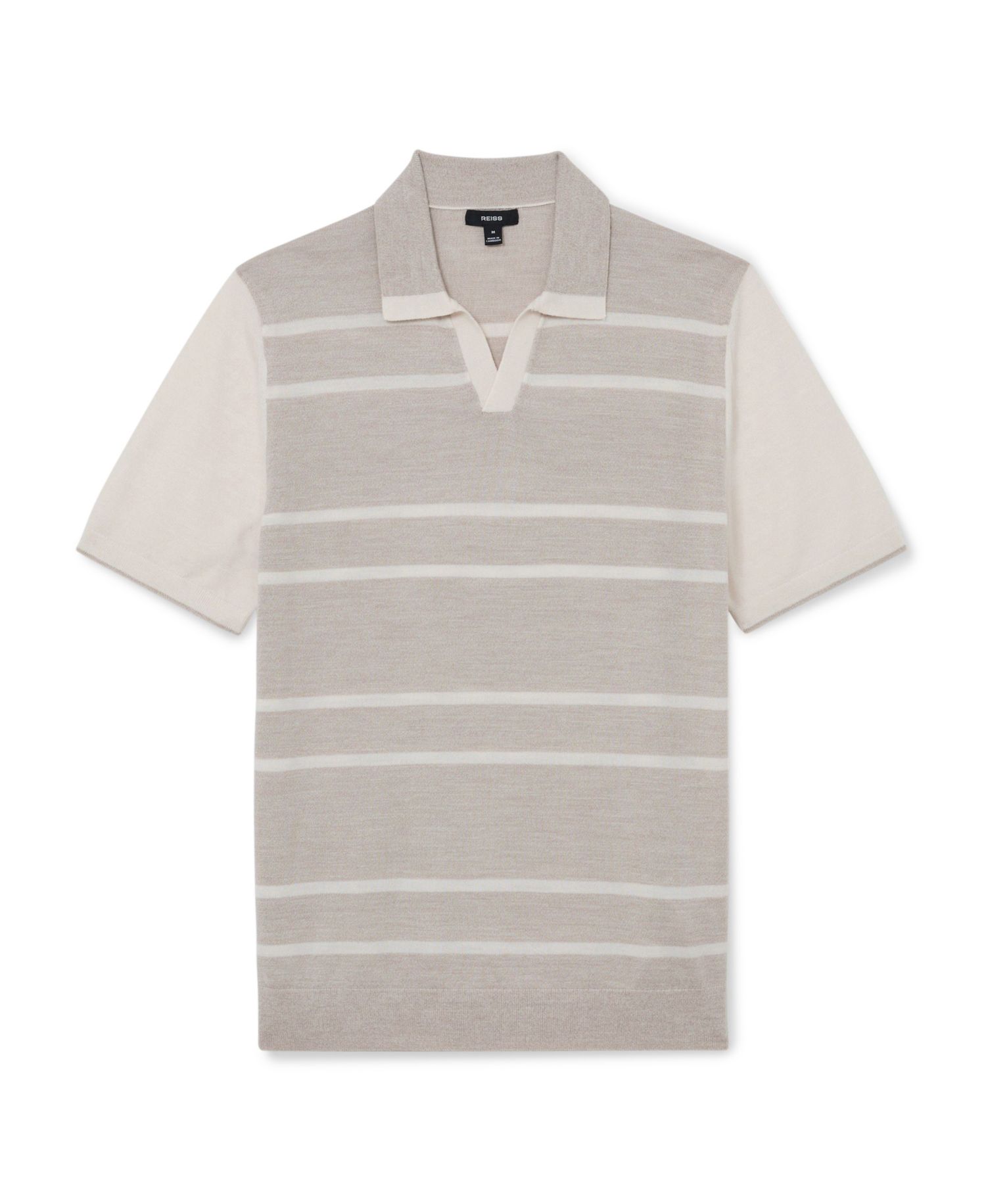 Men's Miles Open Collar Striped Merino Wool Polo Shirt