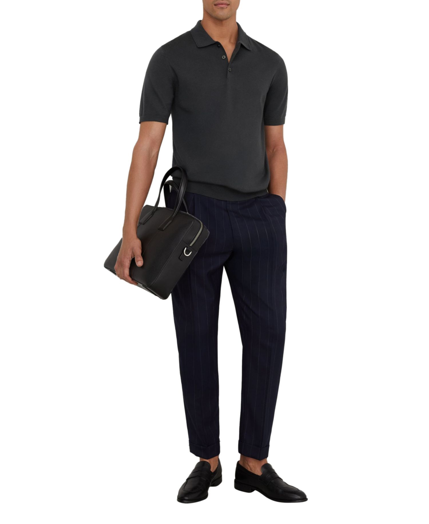 Men's Manor Half Button Merino Wool Polo Shirt