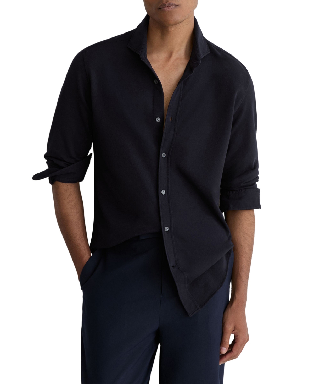 Reiss Men's Dasilva Garment Dyed Pique Shirt