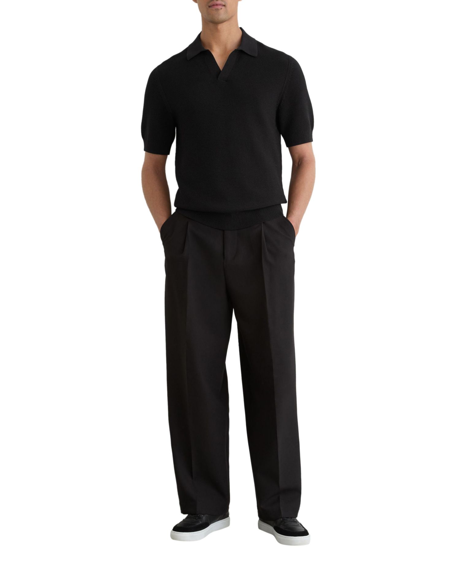 Men's Leon Open Collar Basket Stitch Polo Shirt