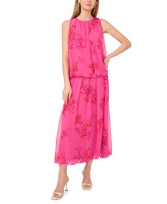 Women's Floral Crewneck Sleeveless Blouse and Maxi Skirt