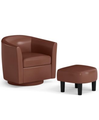 Modern Accent Swivel Chair with Ottoman, Curved Backrest Living Room Chair