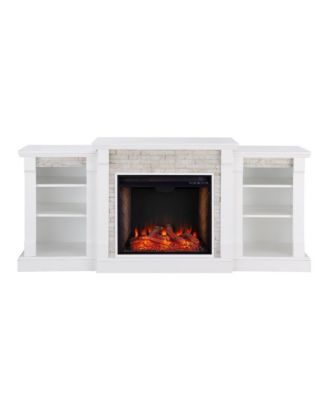 Gallatin Criss-Cross Electric Fireplace w/ Bookcases