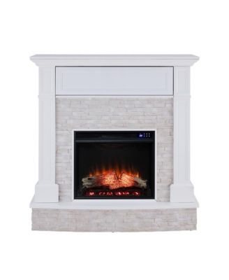 Jacksdale Criss-Cross Electric Media Fireplace w/ Faux Stone