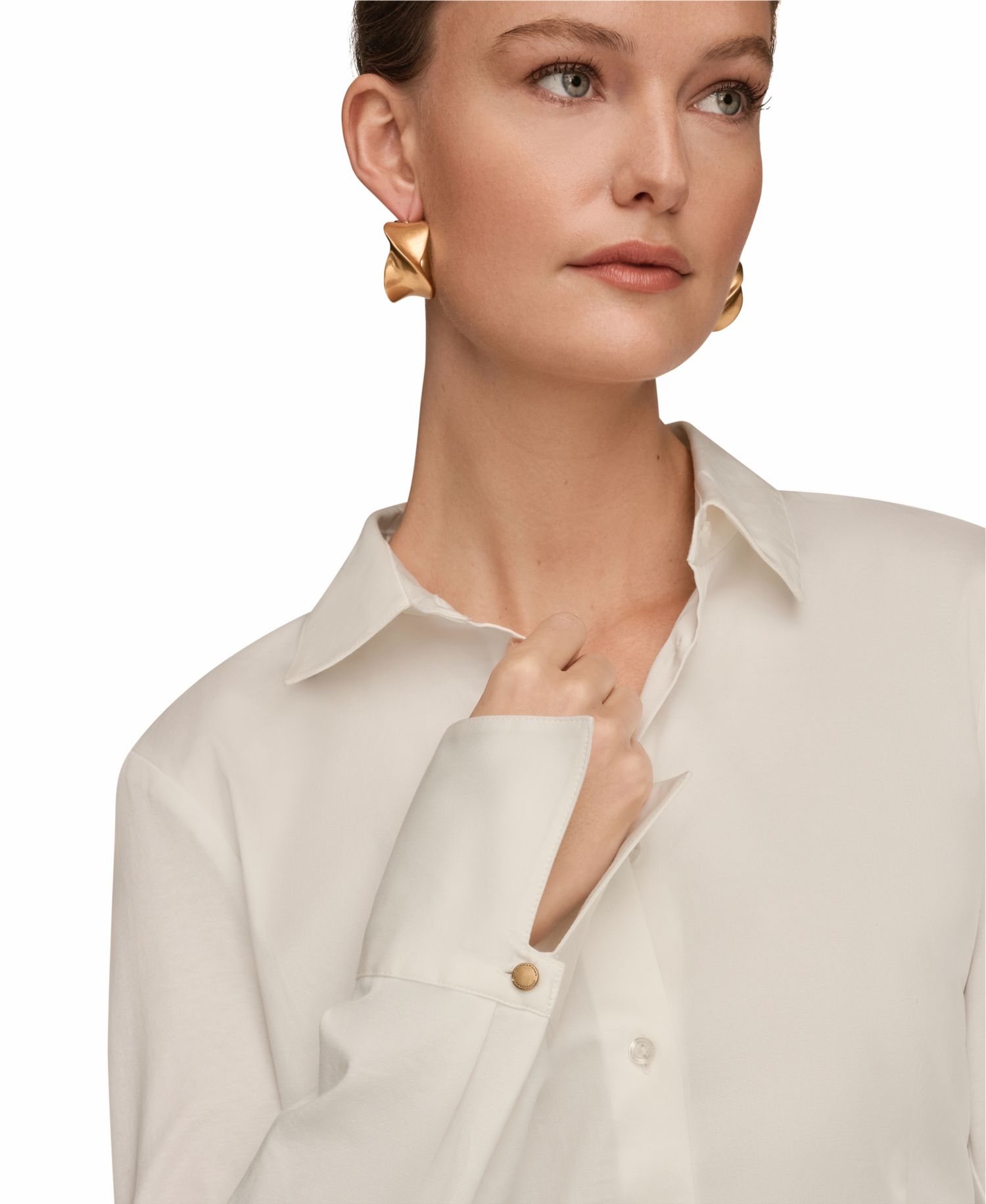 Women's Mixed Media Long-Sleeve Poplin Shirt