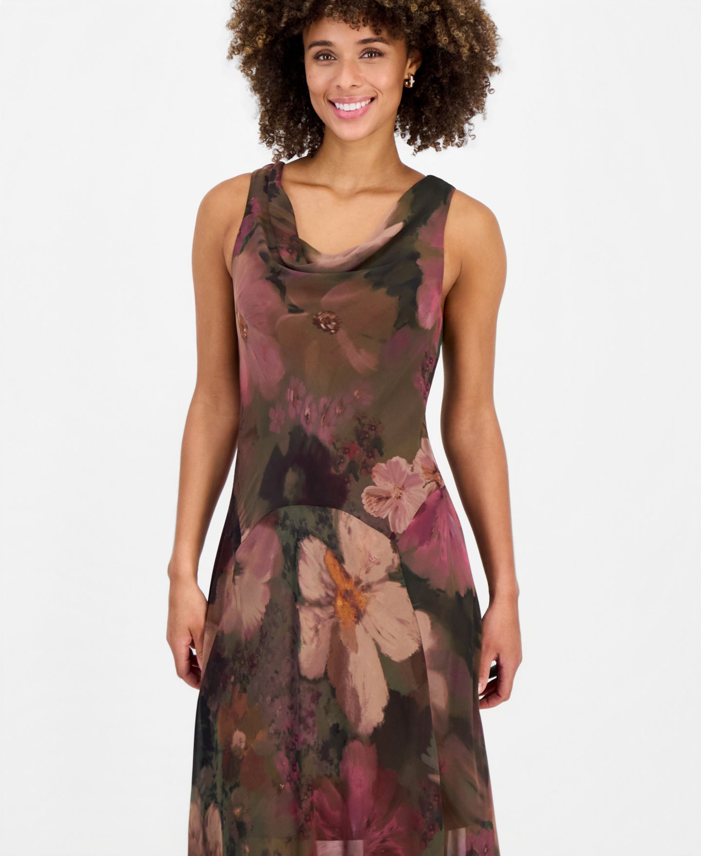 Женское платье Robbie Bee Cowlneck Sleeveless Midi, цвет: Коричневый разноцветный — фото 5