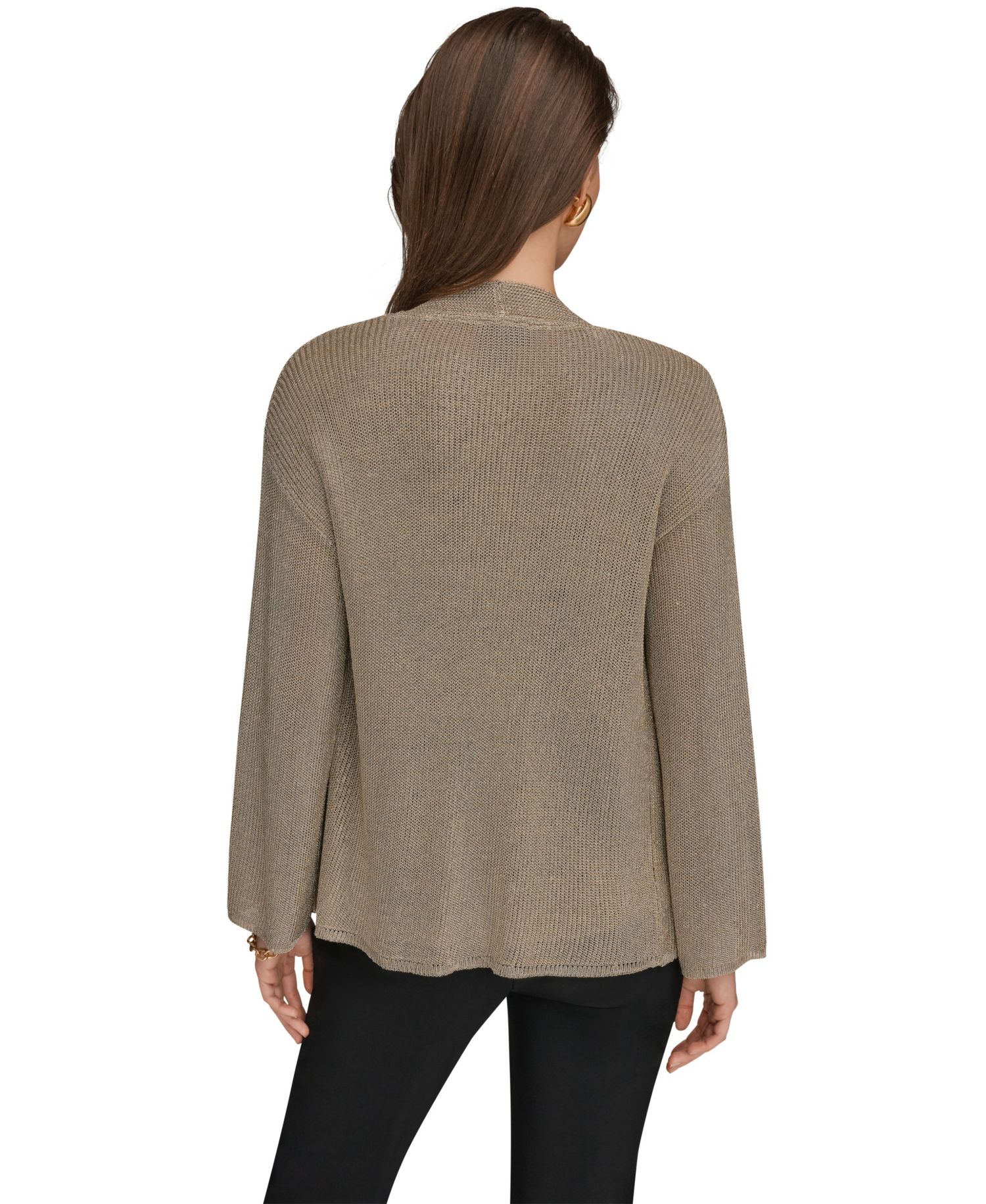 Women's Metallic V-Neck Long-Sleeve Cardigan