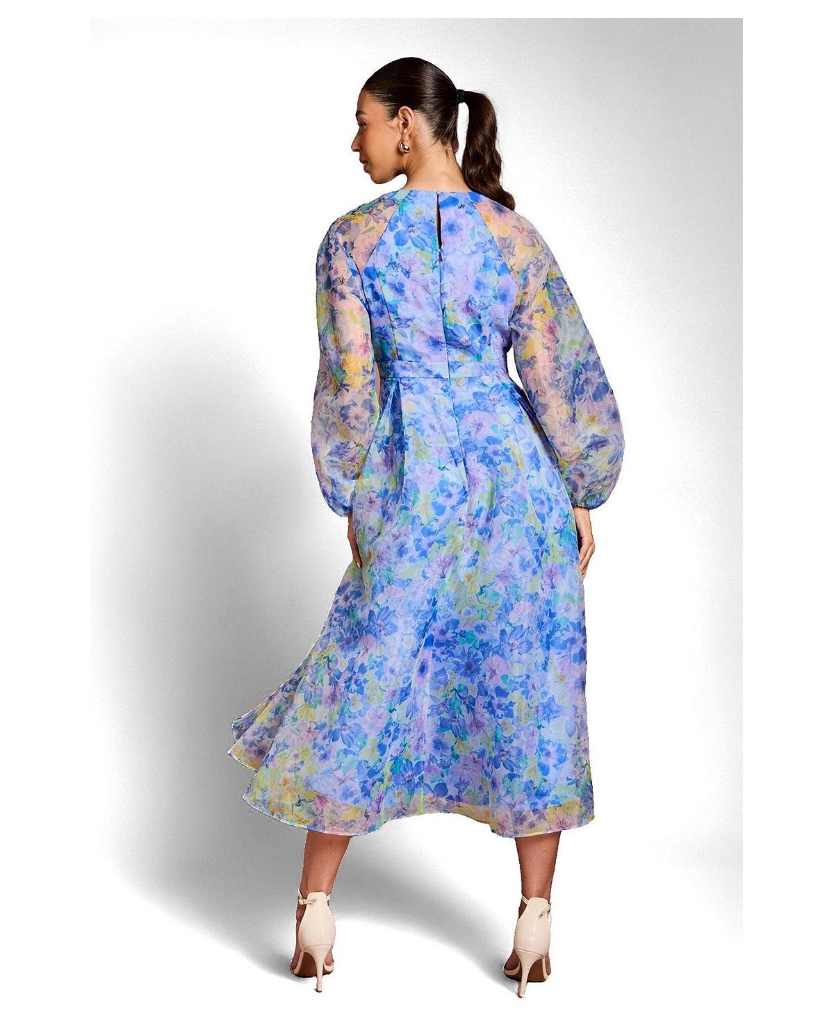 Coast Organza Floral Puff Sleeve Midi Dress view 3 — MAYCSS fashion products