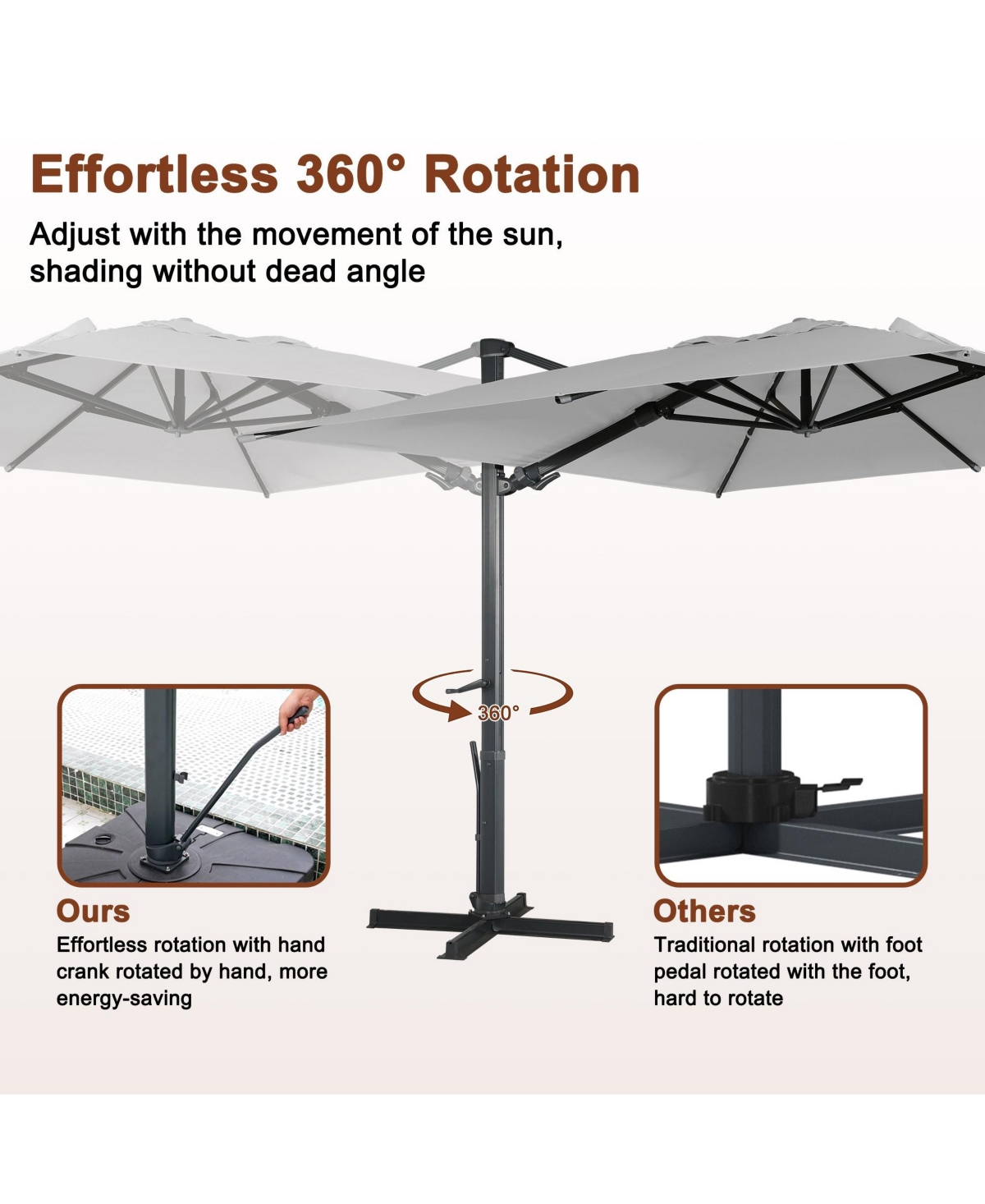 Mondawe 10x13Feet Cantilever Patio Umbrella with Diy Drape Hook and Base