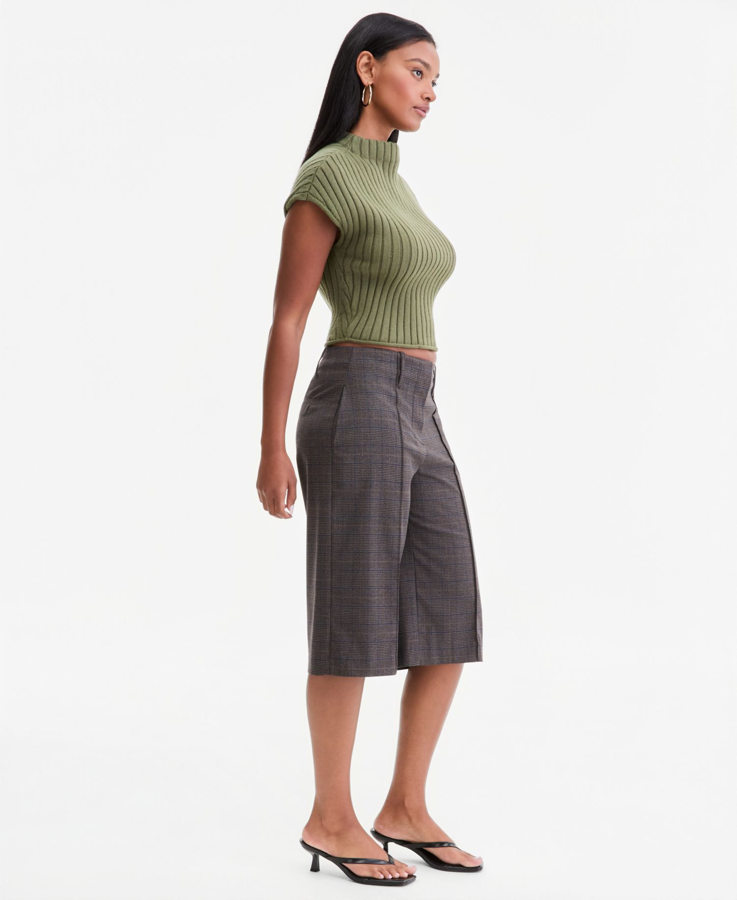 Women's Plaid High-Rise Knee-Length Shorts