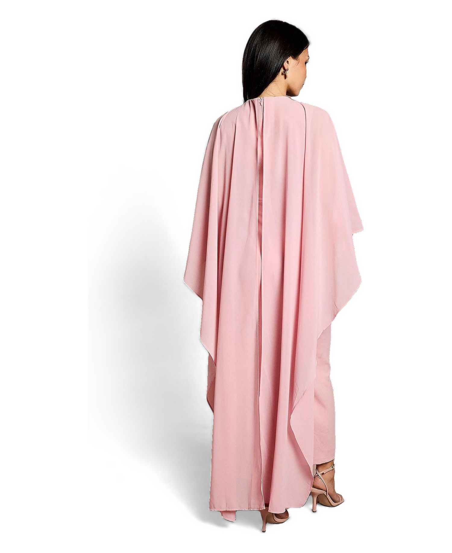 Petite Round Neck Cape Maxi Dress