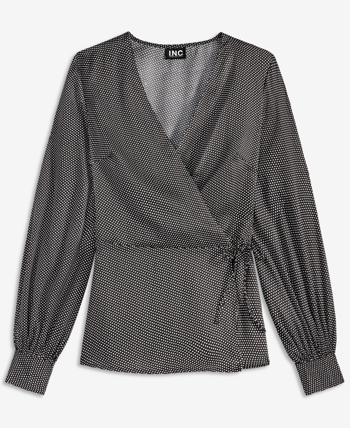 I.n.c. International Concepts Women's Long Sleeve Printed Wrap Top, Macy's Exclusive