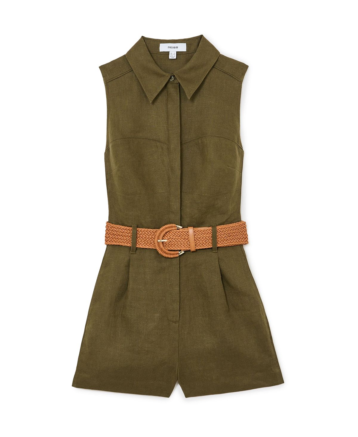 REISS Women's Taylor Linen Belted Playsuit view 2 — MAYCSS fashion products