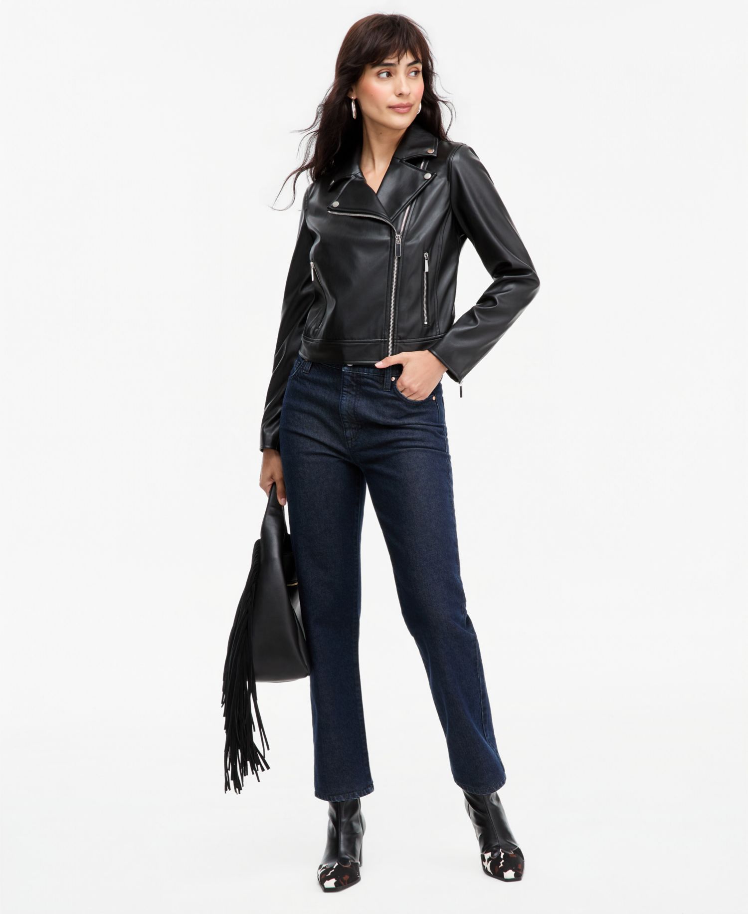 Women's Faux-Leather Moto Jacket