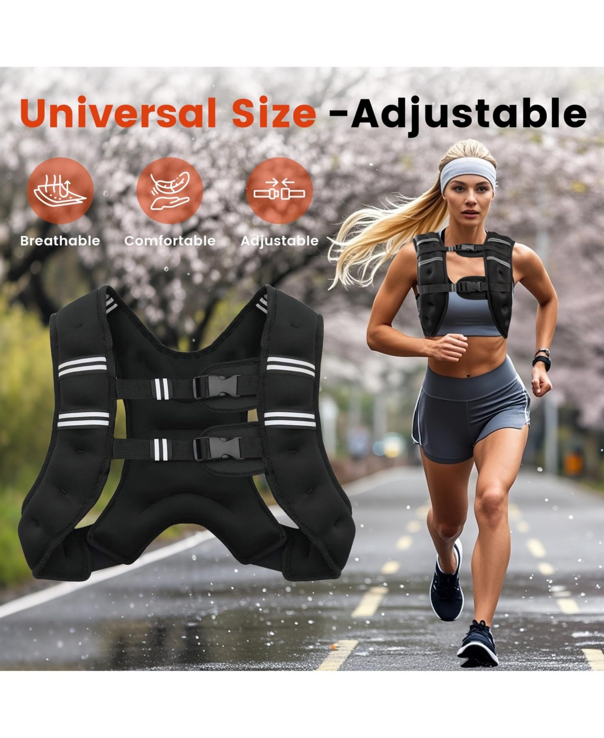 Aofar Weighted Vest Adjustable Reflective Strength Running Workout Jogging Walking