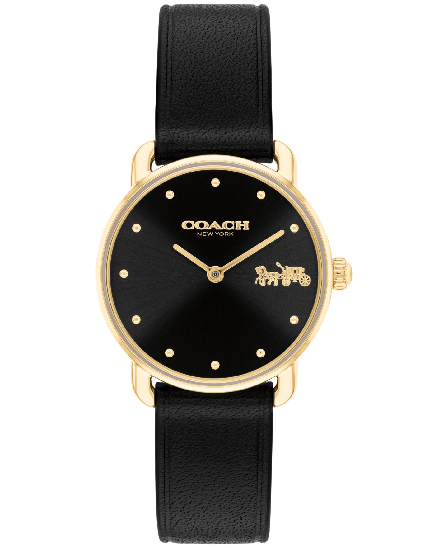 Женские часы COACH Elliot Black Leather Strap Watch 28mm — фото 1