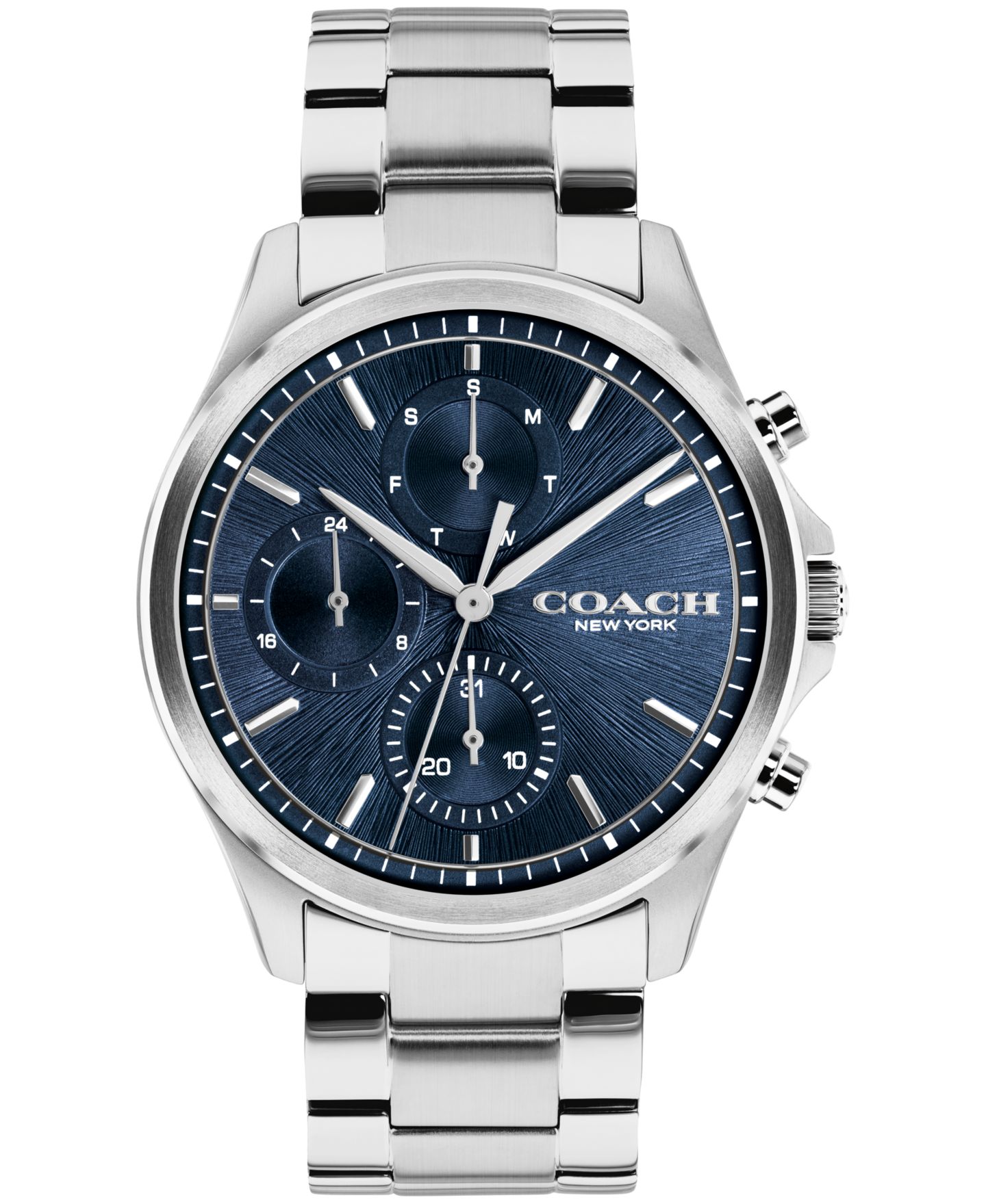 Мужские часы COACH Oliver Silver-Tone Stainless Steel Bracelet Watch 41mm — фото 1