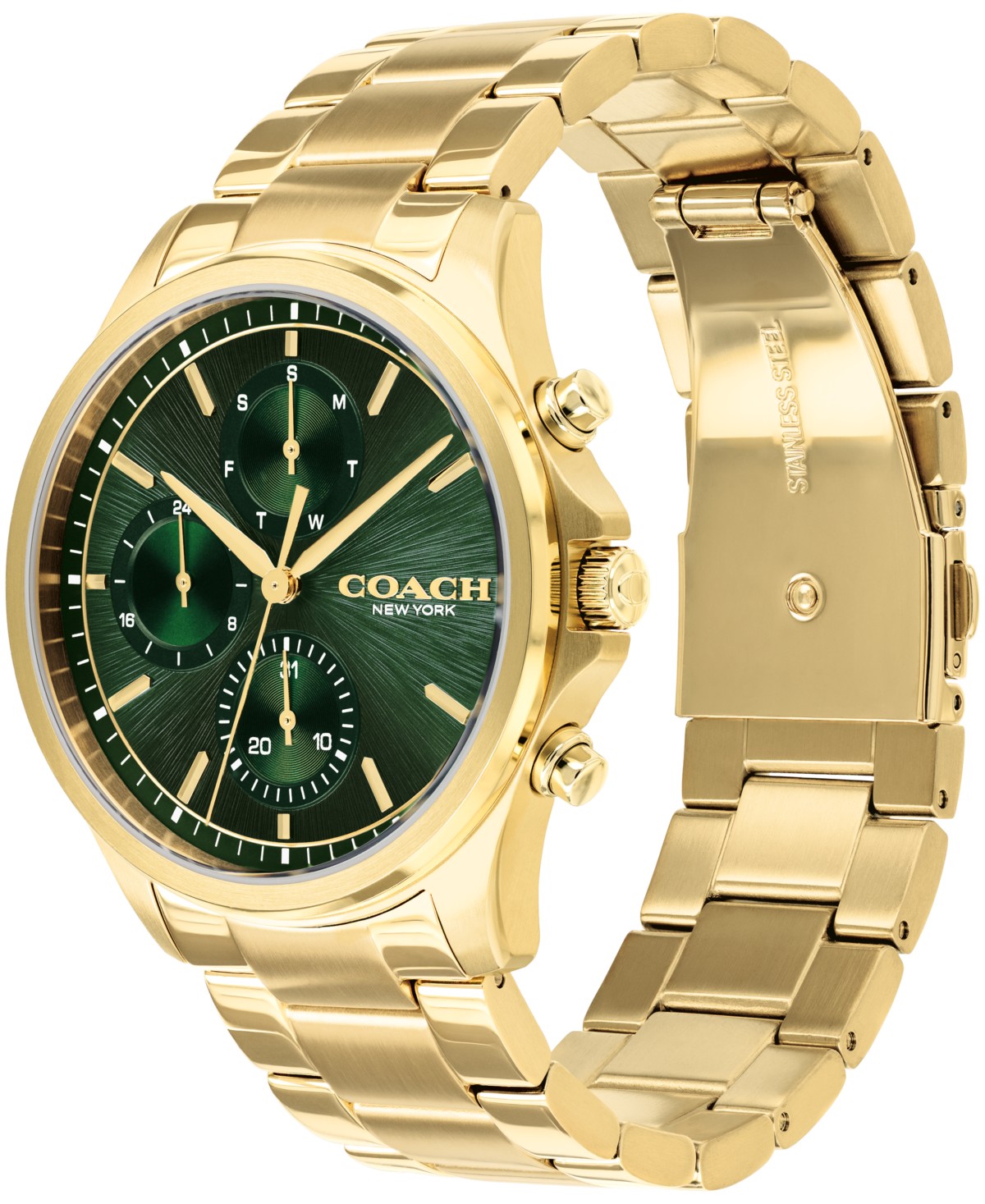 Мужские часы COACH Oliver на стальном браслете золотистого тона, 41 мм — фото 4