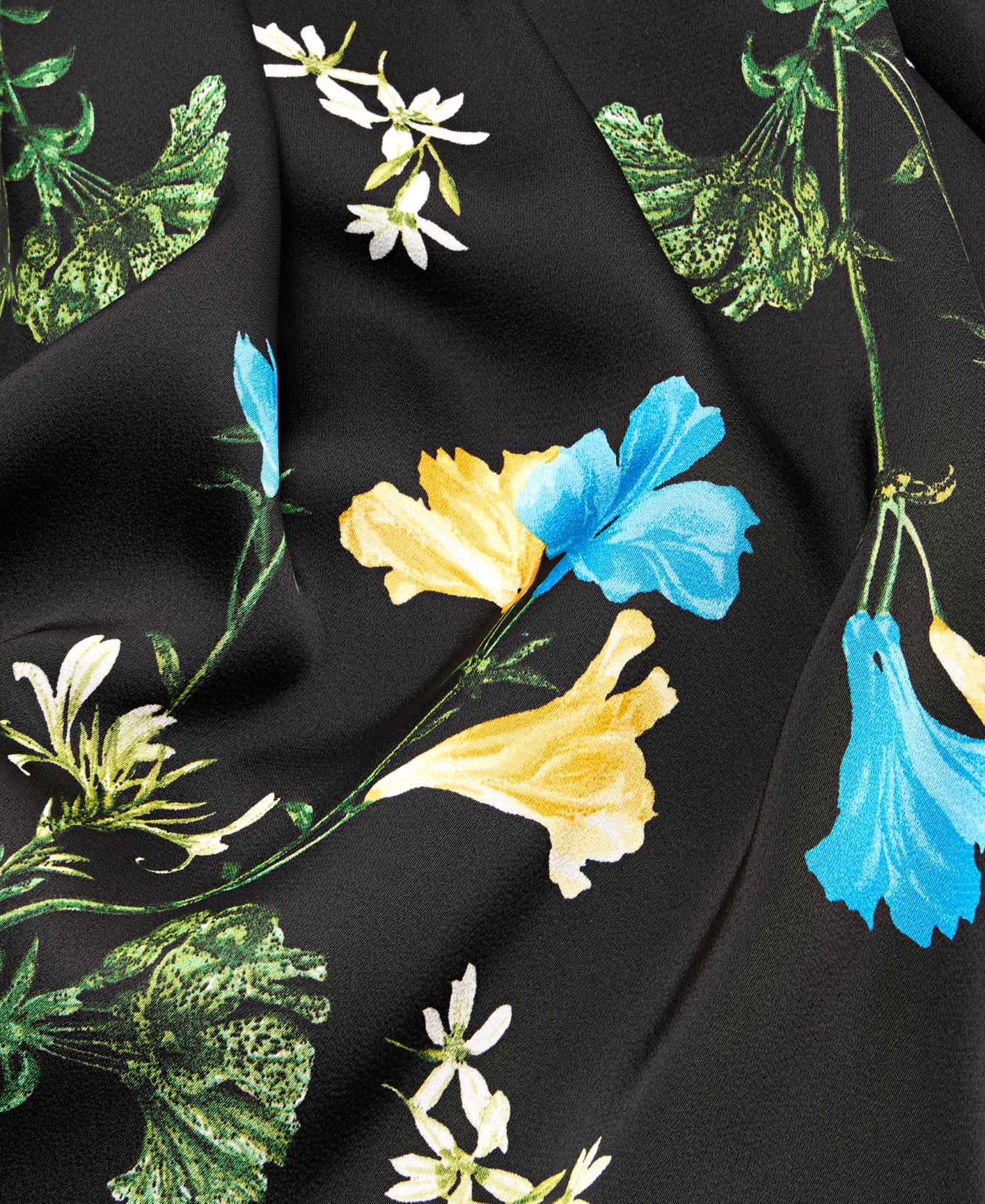 Women's Floral Satin Asymmetrical Hem Midi Dress