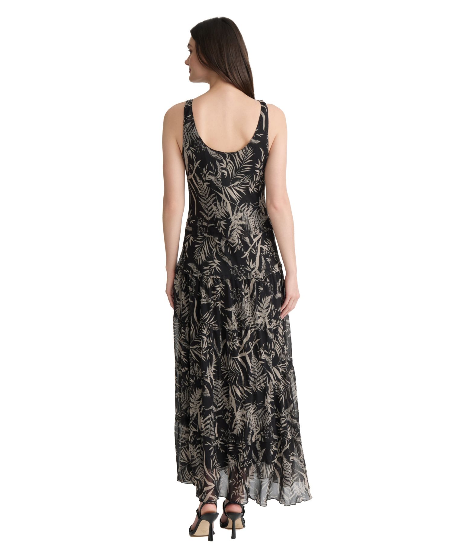Petite Tiered Tropical-Print Maxi Dress
