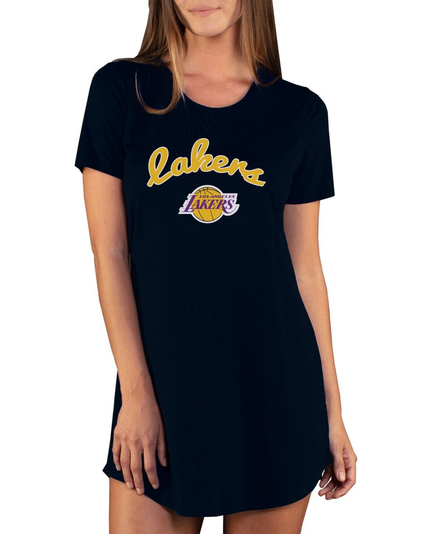 Women's Black Los Angeles Lakers Marathon Knit Nightshirt