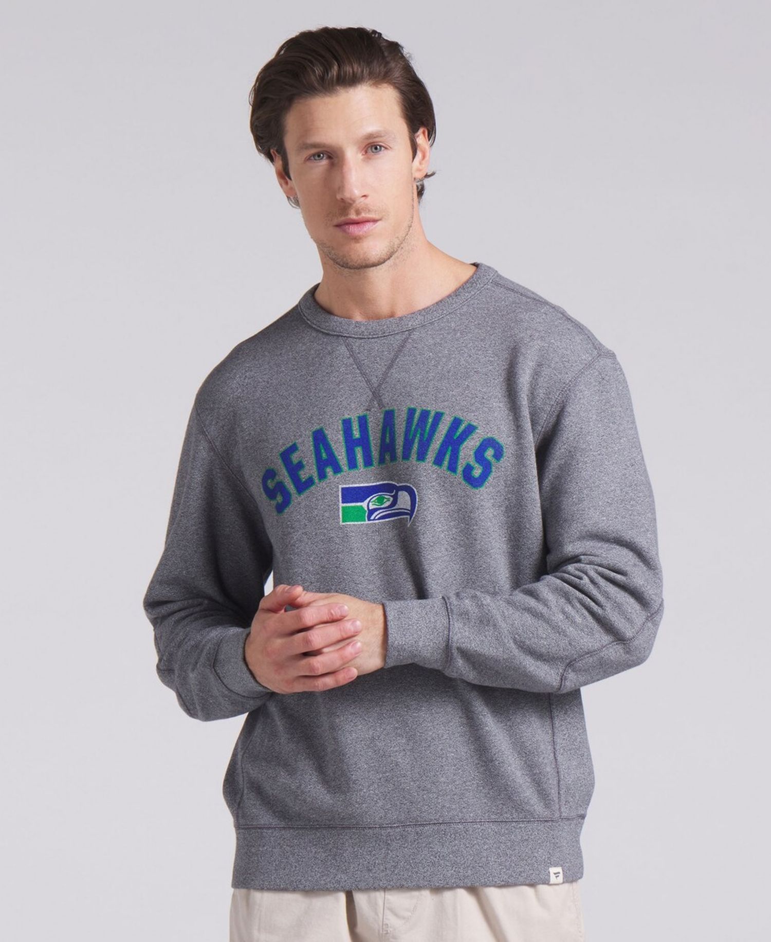 Men's Heather Gray Seattle Seahawks Loop Terry Pullover Sweatshirt